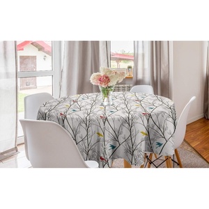 image:imageAmbesonne Nature Round Tablecloth Birds Wildlife Cartoon Like Image with Tree Leaf Art Print Circle Table Cloth Cover for Dining Room Kitchen Decoration 60 Mustard MaroonMustard Maroon
