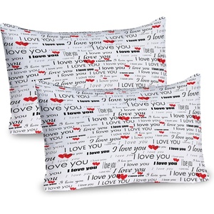 image:imageAmbesonne Romantic Pillow Sham Set of 2 I Love You Words Hearts Romance Couple Valentine Plain Backdrop Quality Microfiber Bedding Item for All Seasons 30 x 20 Vermilion White