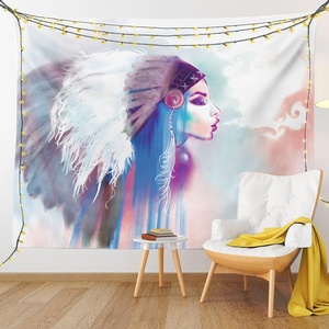image:imageAmbesonne Tribal Tapestry Girl Smoking Traditional Clothes Abstract Watercolor Background Illustration Wide Wall Hanging for Bedroom Living Room Dorm 60 X 40 Multicolor Purple