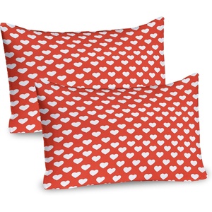image:imageAmbesonne Valentines Day Pillow Sham Set of 2 White Hearts on Vibrant Background Love Pattern for Romantic Couples Quality Microfiber Bedding Item for All Seasons 26 x 20 White Vermilion