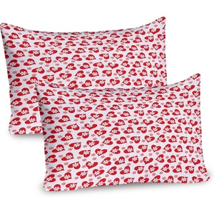 image:imageAmbesonne Valentines Pillow Sham Set of 2 Romantic Feelings Illustration with Hearts and Flowers Valentines Day Quality Microfiber Bedding Item for All Seasons 36 x 20 Coral White