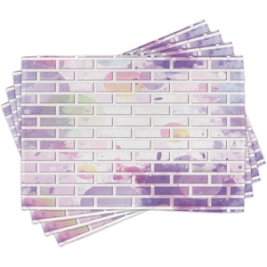 image:imageAmbesonne Wall Place Mats Set of 4 Vector Illustration of Graffiti Brick Wall Pattern Design Street Artwork Washable Fabric Placemats for Dining Room Kitchen Table Decor Violet Lavender