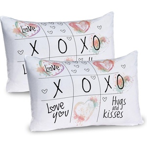 image:imageAmbesonne Xo Pillow Sham Set of 2 Love You Hugs Kisses Watercolor Splashes Heart Valentines Art Quality Microfiber Bedding Item for All Seasons 30 x 20 Mint Green