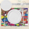 image:imageAmbesonne Abstract Place Mats Set of 4 Abstract Woman Face Illustration Behind Stained Glass Styled Human Facial Feature Washable Fabric Placemats for Dining Room Kitchen Table Decor Magenta Blue