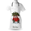 image:imageAmbesonne Christmas Apron Retro Style Car Xmas Tree Vintage Family Style Illustration Snowy Winter Art Unisex Kitchen Bib with Adjustable Neck for Cooking Gardening Adult Size Green Vermilion