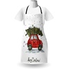 image:imageAmbesonne Christmas Apron Retro Style Car Xmas Tree Vintage Family Style Illustration Snowy Winter Art Unisex Kitchen Bib with Adjustable Neck for Cooking Gardening Adult Size Green Vermilion