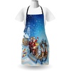 image:imageAmbesonne Christmas Apron Santa in Sleigh Reindeer and Toys Snowy North Pole Tale Fantasy Image Unisex Kitchen Bib with Adjustable Neck for Cooking Gardening Adult Size Navy Blue