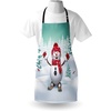 image:imageAmbesonne Christmas Apron Snow Covered Mountain Fir Trees and Skiing Snowman Fun Holiday Activity Unisex Kitchen Bib with Adjustable Neck for Cooking Gardening Adult Size Teal Red White
