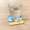 image:imageAmbesonne Christmas Coaster Set of 4 Santa Claus on The Beach with Surfboard Summer Party Celebration Tropical Art Square Hardboard Gloss Coasters Standard Size Yellow Blue