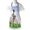 image:imageAmbesonne Outdoor Apron Woman Riding Vintage Romantic Bike with Spring Time Flowers in Basket Nature Image Unisex Kitchen Bib with Adjustable Neck for Cooking Gardening Adult Size Green Blue