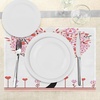 image:imageAmbesonne Valentine Place Mats Set of 4 Heart Shaped Tree Daisies Wildflowers Red Leaves Forest Romance Season Image Washable Fabric Placemats for Dining Table Standard Size Pink Red