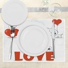 image:imageAmbesonne Valentines Day Place Mats Set of 4 Puppy Love Hearts and Dogs His Hers Heart Balloon Romantic Print Washable Fabric Placemats for Dining Table Standard Size Red White
