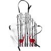 image:imageAmbesonne Antlers Apron Deer Tree Forest Holiday Theme Flying Leaves Branch Reindeer Winter Print Unisex Kitchen Bib with Adjustable Neck for Cooking Gardening Adult Size White Black Red
