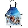 image:imageAmbesonne Christmas Apron Santa in Sleigh Reindeer and Toys Snowy North Pole Tale Fantasy Image Unisex Kitchen Bib with Adjustable Neck for Cooking Gardening Adult Size Navy Blue