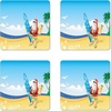 image:imageAmbesonne Christmas Coaster Set of 4 Santa Claus on The Beach with Surfboard Summer Party Celebration Tropical Art Square Hardboard Gloss Coasters Standard Size Yellow Blue