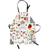 image:imageAmbesonne German Apron Hand Drawn Doodle of German Culture Football Jersey Food Science and Music Unisex Kitchen Bib with Adjustable Neck for Cooking Gardening Adult Size White Charcoal