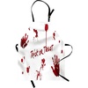 image:imageAmbesonne Halloween Apron Trick or Treat Lettering with Blood Splatter Stains and Scary Hands Graphic Unisex Kitchen Bib with Adjustable Neck for Cooking Gardening Adult Size Red and White