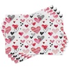 image:imageAmbesonne Valentine Place Mats Set of 4 Different Types of Heart Shapes Romance Love Theme Watercolor Striped Art Washable Fabric Placemats for Dining Table Standard Size White Black