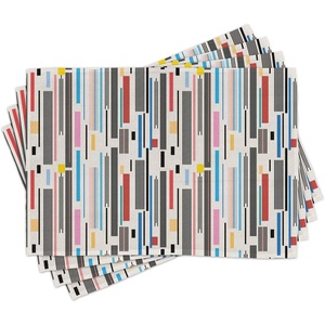 image:imageAmbesonne Abstract Place Mats Set of 4 Colorful Graphic Pattern of Various Stripes Vintage Creative Composition Grungy Washable Fabric Placemats for Dining Room Kitchen Table Decor Multicolor