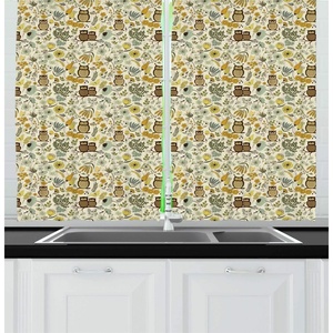 image:imageAmbesonne Live Laugh Love Kitchen Curtains Valentines Day Theme Typographic Banner Heart Shaped Cookies Tea Cup Window Drapes 2 Panel Set for Kitchen Cafe Decor 55 x 39 Peach White Dark PinkMulticolor Green Fawn