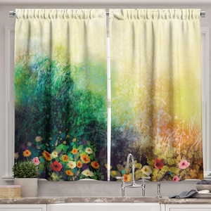image:imageAmbesonne Live Laugh Love Kitchen Curtains Valentines Day Theme Typographic Banner Heart Shaped Cookies Tea Cup Window Drapes 2 Panel Set for Kitchen Cafe Decor 55 x 39 Peach White Dark PinkMustard Green