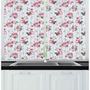 image:imageAmbesonne Live Laugh Love Kitchen Curtains Valentines Day Theme Typographic Banner Heart Shaped Cookies Tea Cup Window Drapes 2 Panel Set for Kitchen Cafe Decor 55 x 39 Peach White Dark PinkAlmond Green Pale Pink