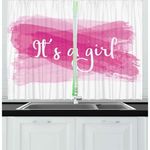 image:imageAmbesonne Live Laugh Love Kitchen Curtains Valentines Day Theme Typographic Banner Heart Shaped Cookies Tea Cup Window Drapes 2 Panel Set for Kitchen Cafe Decor 55 x 39 Peach White Dark PinkHot Pink White