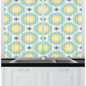 image:imageAmbesonne Live Laugh Love Kitchen Curtains Valentines Day Theme Typographic Banner Heart Shaped Cookies Tea Cup Window Drapes 2 Panel Set for Kitchen Cafe Decor 55 x 39 Peach White Dark PinkBlue Orange Dark Pink
