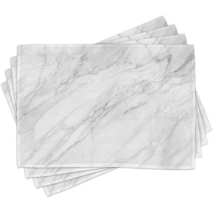 image:imageAmbesonne Marble Place Mats Set of 4 Stained Marbled Background Image Abstract Textures Monochromatic Design Print Washable Fabric Placemats for Dining Room Kitchen Table Decor White Pale Grey
