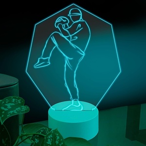 image:imageAmbesonne Marine Led Table Lamp Night Light Lighthouse for Sailors Navigate Road 3D Optical Illusion Acrylic Flat Touch Switch USB amp Battery Powered Gifts for Birthday Valentines Day AnniversaryBaseball Hitting with Bat Match Team