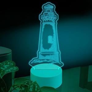 image:imageAmbesonne Marine Led Table Lamp Night Light Lighthouse for Sailors Navigate Road 3D Optical Illusion Acrylic Flat Touch Switch USB amp Battery Powered Gifts for Birthday Valentines Day AnniversaryLighthouse for Sailors Navigate Road