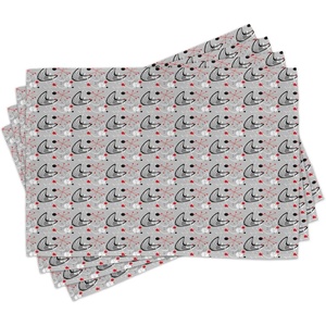 image:imageAmbesonne Mid Century Place Mats Set of 4 Scientific Inspirations in Fifties Art Design Atomic with Abstract Shapes Washable Fabric Placemats for Dining Room Kitchen Table Decor Grey Black Red