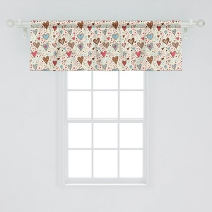 image:imageAmbesonne Valentines Window Valance Pack of 2 Hand Drawn Dotted Background with Valentines Day Themed Colorful Heart Shapes Rod Pocket Curtain Valances for Kitchen Bedroom 54 X 18 Brown Beige
