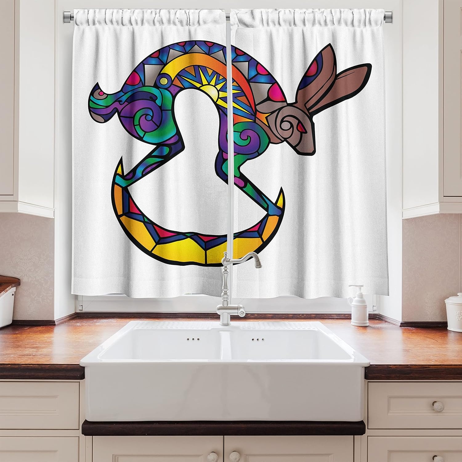 image:imageAmbesonne Cartoon Kitchen Curtains Colorful Scene of Animals Happy Smiling Faces Digital Illustration Window Drapes 2 Panel Set for Kitchen Cafe Decor 55 x 39 Lime Green and MulticolorMulti Color