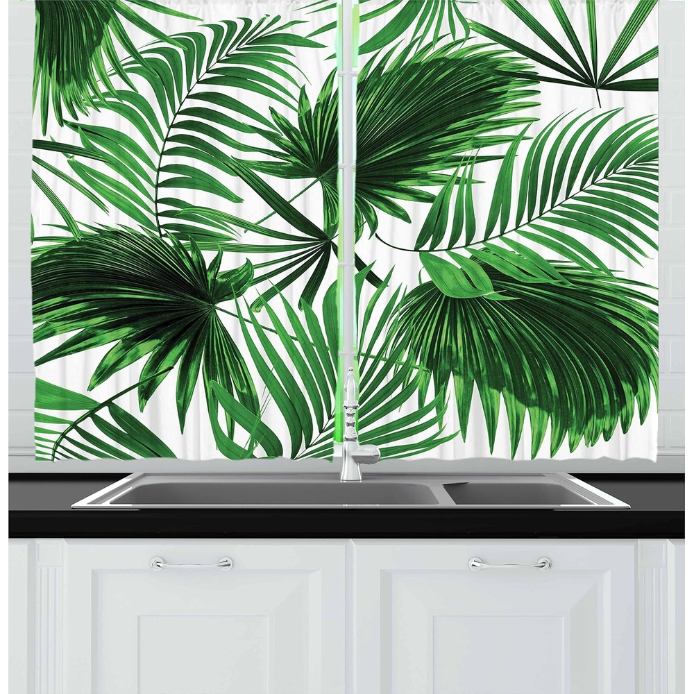 image:imageAmbesonne Cartoon Kitchen Curtains Colorful Scene of Animals Happy Smiling Faces Digital Illustration Window Drapes 2 Panel Set for Kitchen Cafe Decor 55 x 39 Lime Green and MulticolorFern Green White