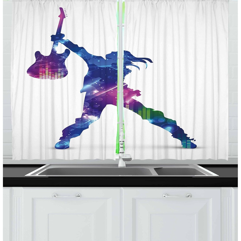 image:imageAmbesonne Cartoon Kitchen Curtains Colorful Scene of Animals Happy Smiling Faces Digital Illustration Window Drapes 2 Panel Set for Kitchen Cafe Decor 55 x 39 Lime Green and MulticolorMulticolor Dark Lavender
