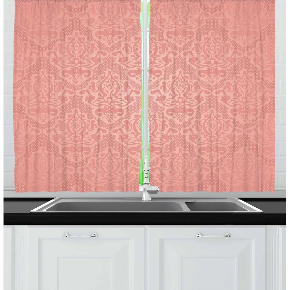 image:imageAmbesonne Cartoon Kitchen Curtains Colorful Scene of Animals Happy Smiling Faces Digital Illustration Window Drapes 2 Panel Set for Kitchen Cafe Decor 55 x 39 Lime Green and MulticolorCoral