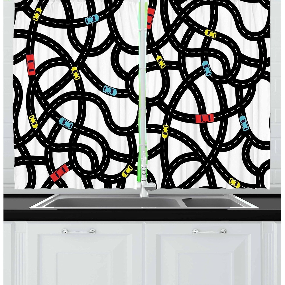 image:imageAmbesonne Cartoon Kitchen Curtains Colorful Scene of Animals Happy Smiling Faces Digital Illustration Window Drapes 2 Panel Set for Kitchen Cafe Decor 55 x 39 Lime Green and MulticolorBlack Yellow Blue