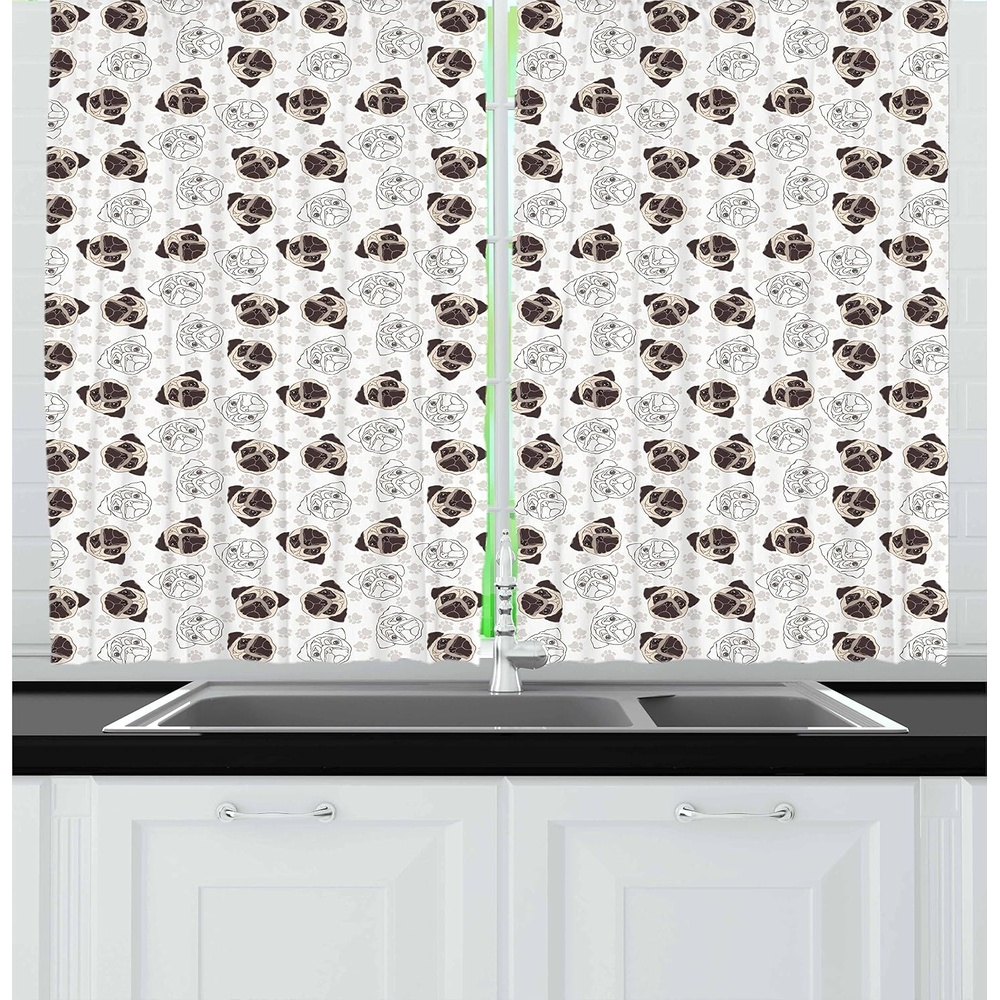image:imageAmbesonne Cartoon Kitchen Curtains Colorful Scene of Animals Happy Smiling Faces Digital Illustration Window Drapes 2 Panel Set for Kitchen Cafe Decor 55 x 39 Lime Green and MulticolorBeige Brown Tan