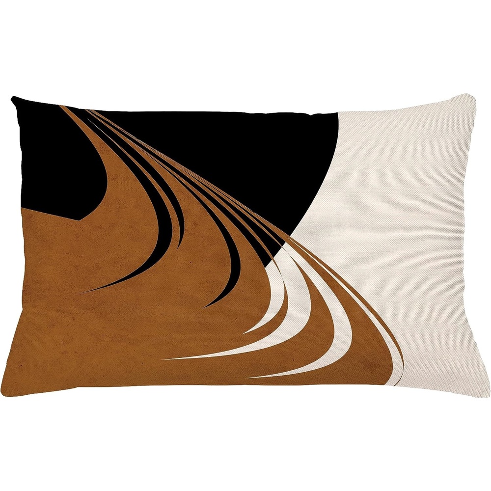 image:imageAmbesonne Mid Century Modern Boho Throw Pillow Cushion Cover Tricolor Designed Minimalist Tribal Look Stripes Art Decorative Rectangle Accent Pillow Case 26 X 16 Cinnamon Charcoal Grey