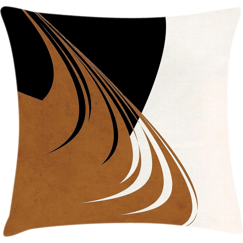 image:imageAmbesonne Mid Century Modern Boho Throw Pillow Cushion Cover Tricolor Designed Minimalist Tribal Look Stripes Art Decorative Square Accent Pillow Case 18 X 18 Cinnamon Charcoal Grey