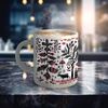 image:imageAmbesonne 4 Pcs Set Gift for Men Christmas Tie Hankerchief amp Mug with Unique Box Xmas Birthday Gifts for Him Boss Husband Boyfriend Coworker Scandi Xmas Vibe Print Dark Coral Black White