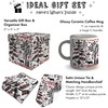 image:imageAmbesonne 4 Pcs Set Gift for Men Christmas Tie Hankerchief amp Mug with Unique Box Xmas Birthday Gifts for Him Boss Husband Boyfriend Coworker Scandi Xmas Vibe Print Dark Coral Black White