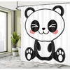 image:imageAmbesonne Anime Shower Curtain Cartoon Smiling Panda Fun Animal Theme Japanese Manga Teen Art Print Cloth Fabric Bathroom Decor Set with Hooks 69 W x 70 L White GreyWhite Grey