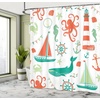 image:imageAmbesonne Anime Shower Curtain Cartoon Smiling Panda Fun Animal Theme Japanese Manga Teen Art Print Cloth Fabric Bathroom Decor Set with Hooks 69 W x 70 L White GreyVermilion Teal