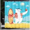 image:imageAmbesonne Anime Shower Curtain Cartoon Smiling Panda Fun Animal Theme Japanese Manga Teen Art Print Cloth Fabric Bathroom Decor Set with Hooks 69 W x 70 L White GreyAqua Yellow