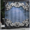 image:imageAmbesonne Anime Shower Curtain Cartoon Smiling Panda Fun Animal Theme Japanese Manga Teen Art Print Cloth Fabric Bathroom Decor Set with Hooks 69 W x 70 L White GreyDark Blue Grey