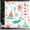 image:imageAmbesonne Anime Shower Curtain Cartoon Smiling Panda Fun Animal Theme Japanese Manga Teen Art Print Cloth Fabric Bathroom Decor Set with Hooks 69 W x 70 L White GreyVermilion Teal