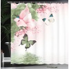 image:imageAmbesonne Anime Shower Curtain Cartoon Smiling Panda Fun Animal Theme Japanese Manga Teen Art Print Cloth Fabric Bathroom Decor Set with Hooks 69 W x 70 L White GreyPistachio Green
