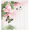 image:imageAmbesonne Anime Shower Curtain Cartoon Smiling Panda Fun Animal Theme Japanese Manga Teen Art Print Cloth Fabric Bathroom Decor Set with Hooks 69 W x 70 L White GreyPistachio Green
